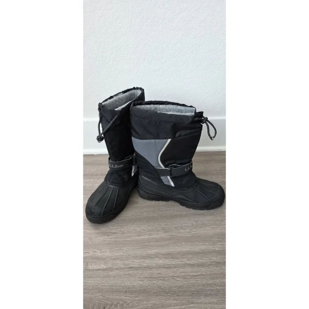 LL Bean Northwoods Kids Snow Boots Size 6 Black‎ Gray Winter Felt Insert